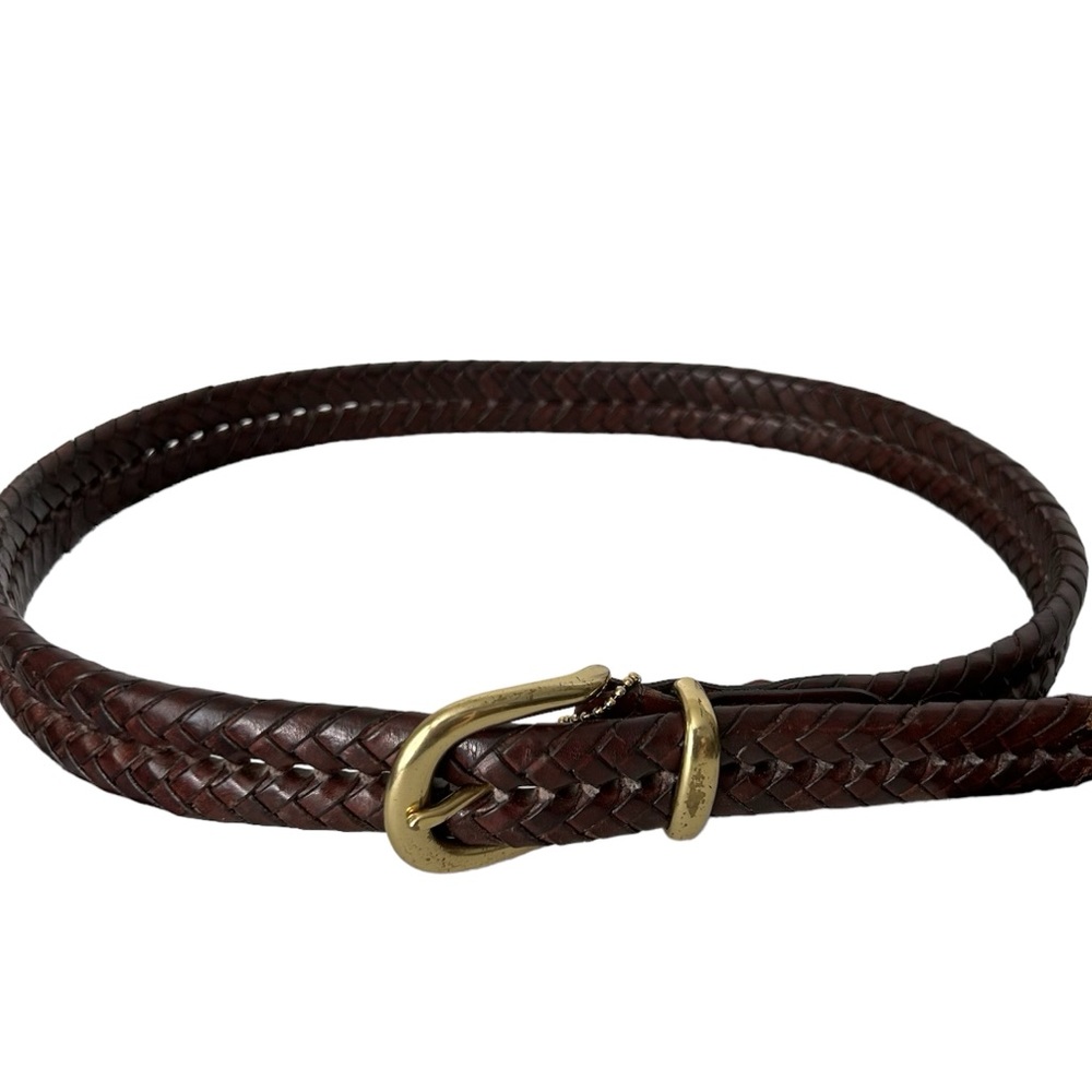 Coach Braided Leather Belt Mahogany Brown Leather 32”